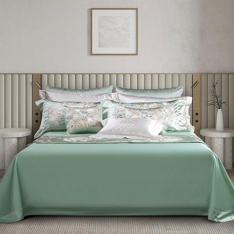 Esana Green Embroidery Egyptian Cotton Bedding Set