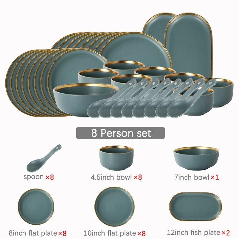 Celeste Grey Green Luxury Dinnerware Set