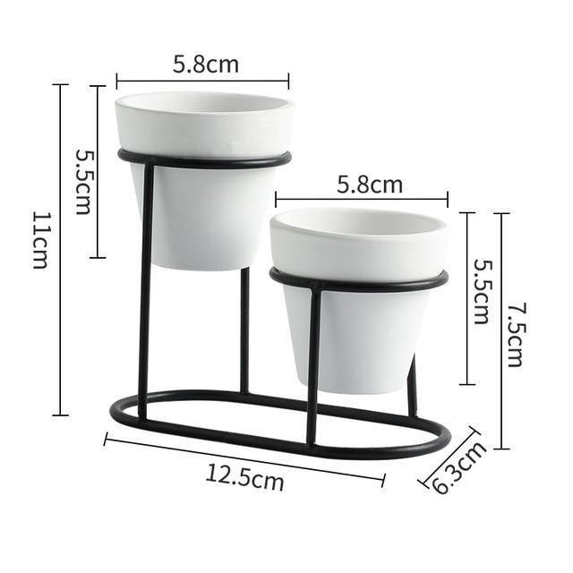 2Pcs Nordic style Coarse Pottery Ceramics Gold Iron Vase Tabletop Flowerpot Home Wedding Decoration Accessories For Flower Plant - Nordic Side -