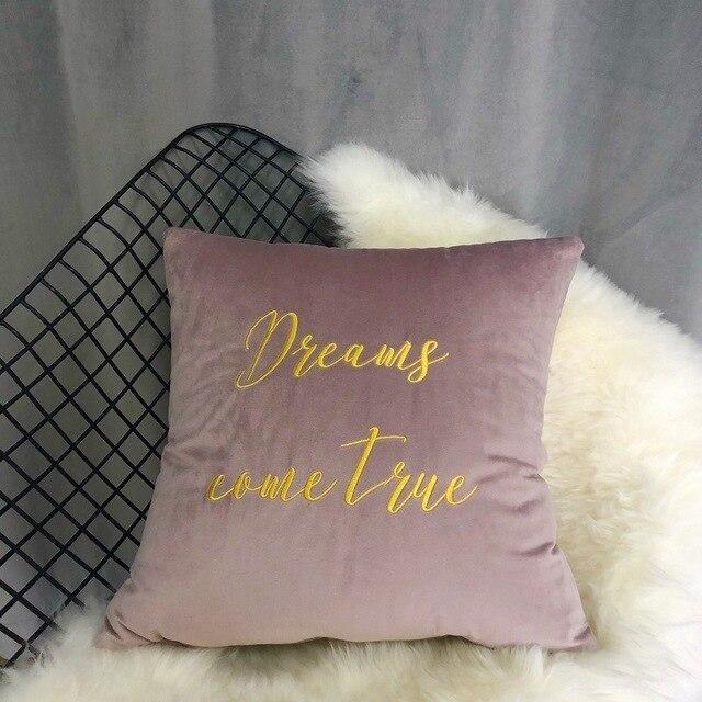 Letter Embroidered Cushion Cover - Nordic Side -
