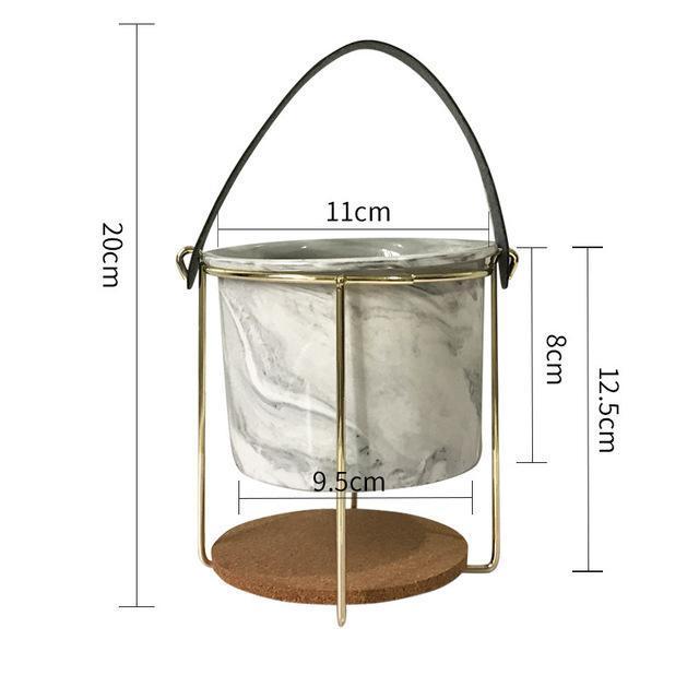 Marble Ceramic Vase with Handle - Nordic Side -