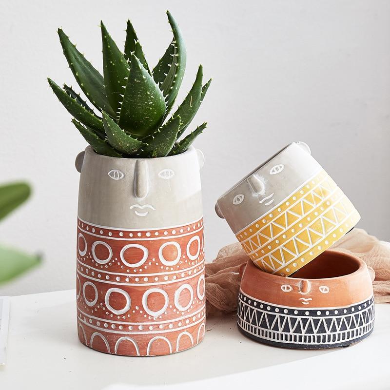 Abstract Smiling Face Planter - Porcelain