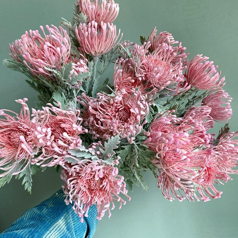 Artificial Realistic Pincushion Bouquet Flowers