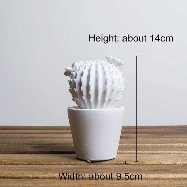 White Ceramic Cactus - Nordic Side -