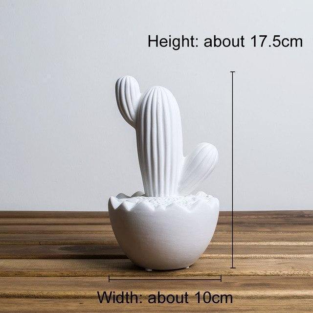 White Ceramic Cactus - Nordic Side -