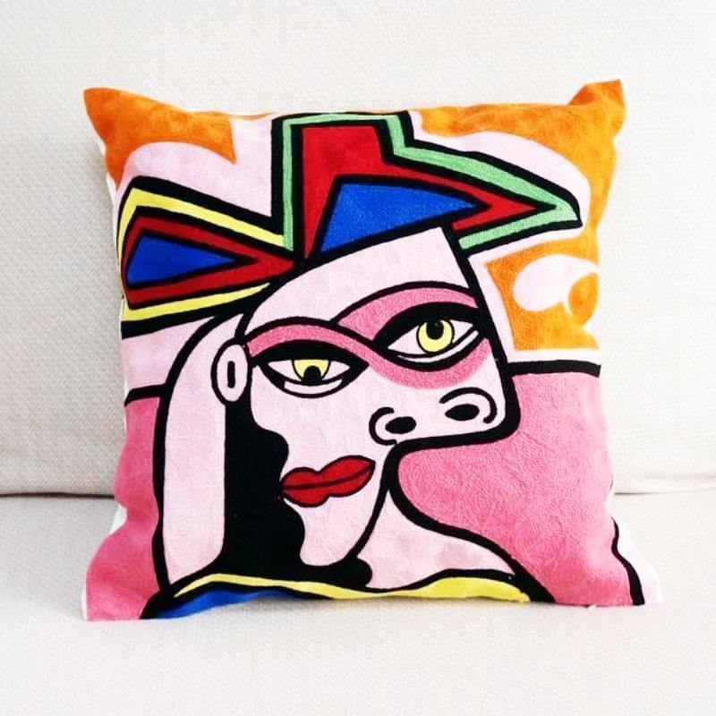 Abstract Embroidered Cushion - Nordic Side -