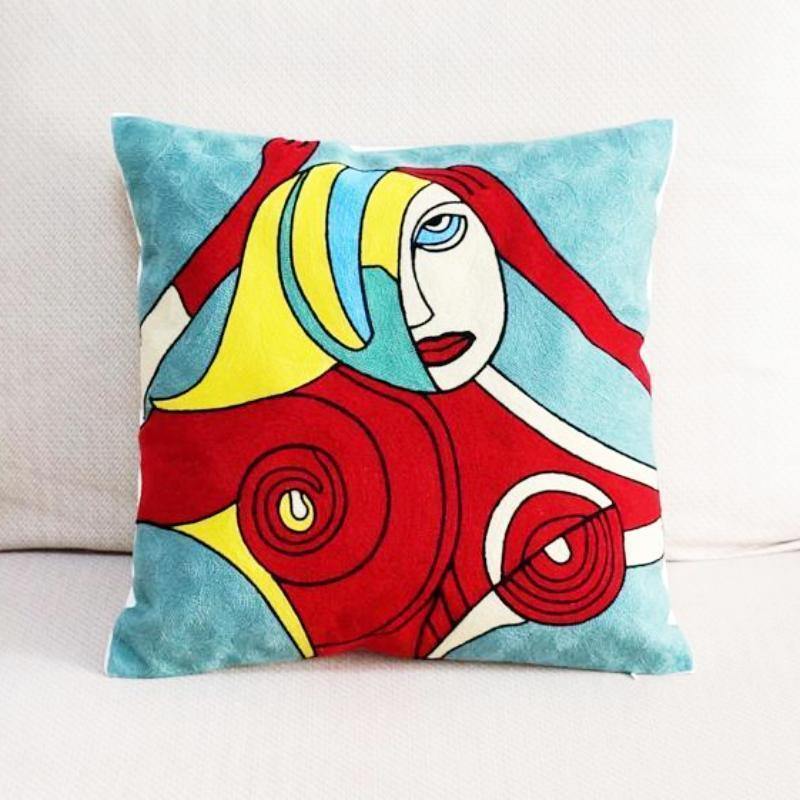 Abstract Embroidered Cushion - Nordic Side -