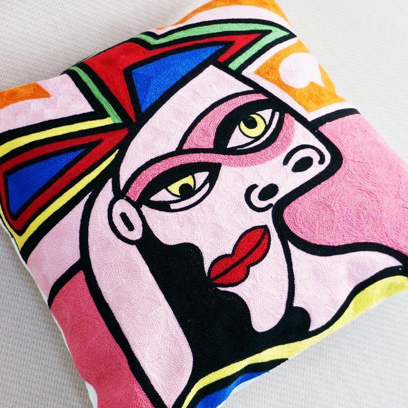 Abstract Embroidered Cushion - Nordic Side -