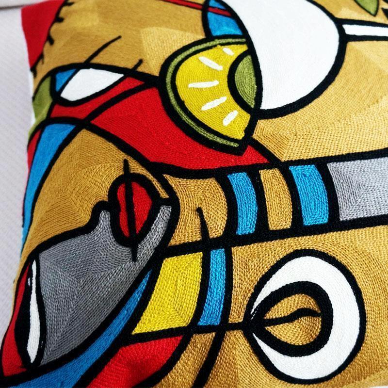 Abstract Embroidered Cushion - Nordic Side -