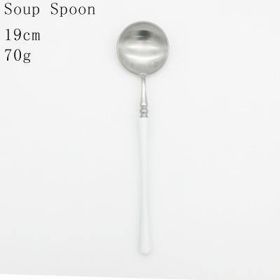 1 Pc Silver & White Cutlery - Nordic Side -