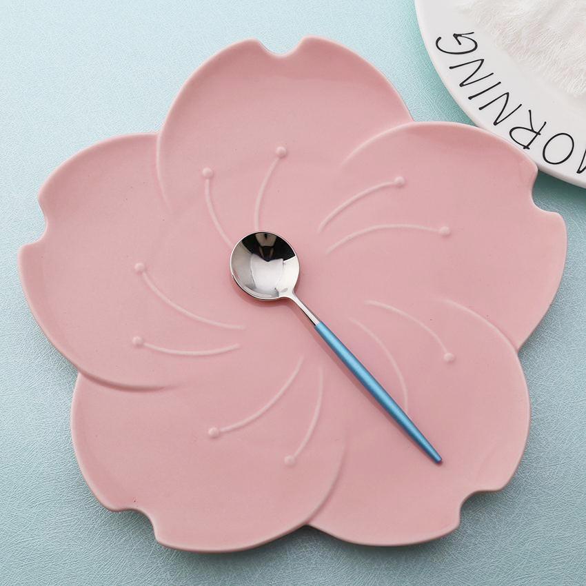 4 Pcs Mirror Surface Blue & Silver Cutlery Set - Nordic Side -