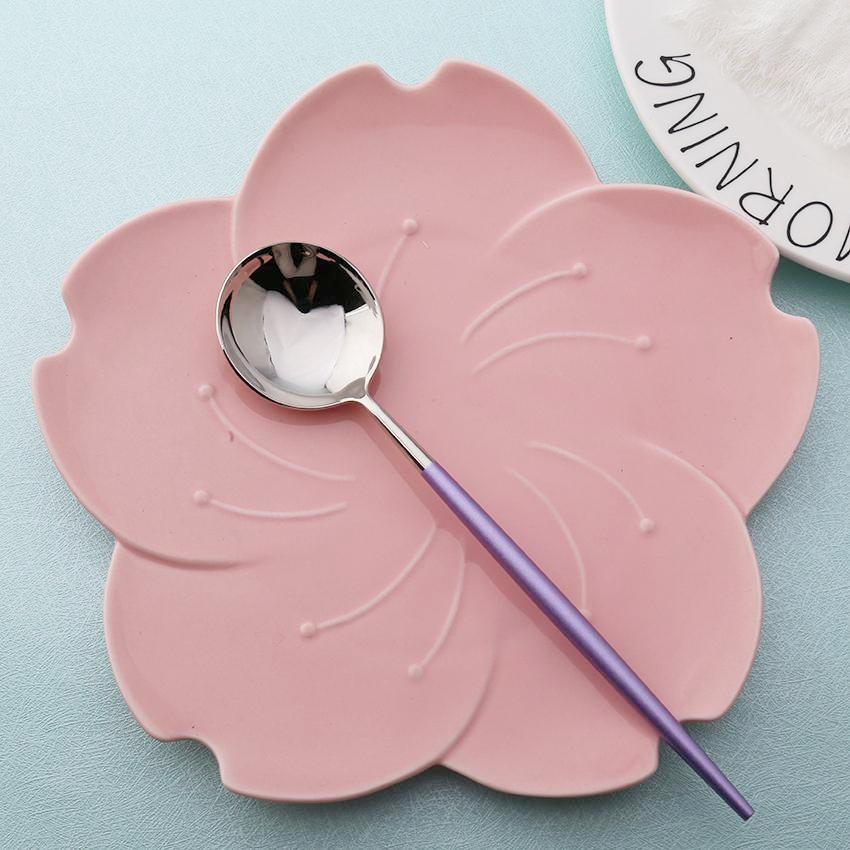 4 Pcs Mirror Surface Purple & Silver Cutlery Set - Nordic Side -