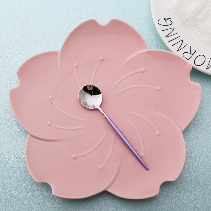 4 Pcs Mirror Surface Purple & Silver Cutlery Set - Nordic Side -