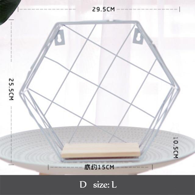 Wood Iron Hexagon Organiser Shelf - Nordic Side -