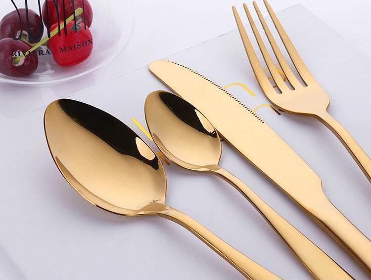 4 Coloured Modern Metal Cutlery Set - Nordic Side -