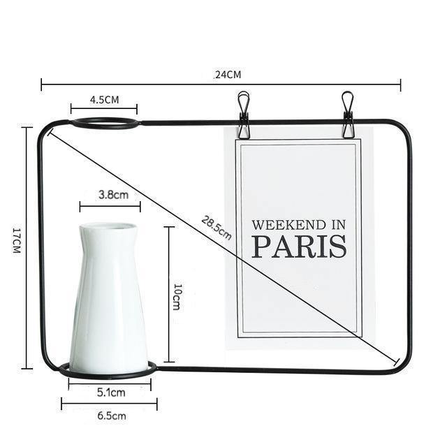 Nordic Iron Art Vase with Postcard Holder - Nordic Side -