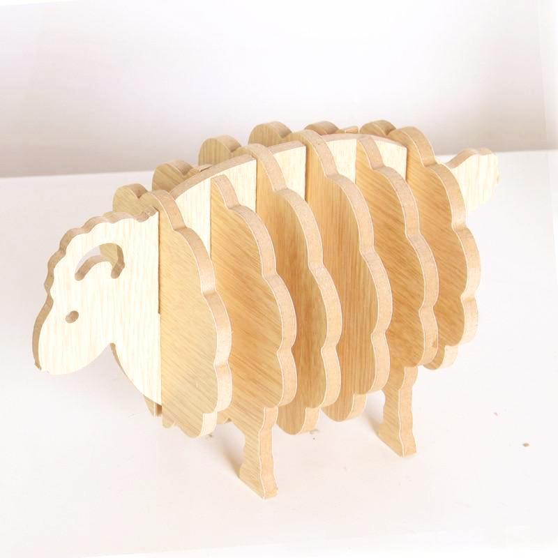 6pcs/set Sheep Wooden Cup Mat - Nordic Side -