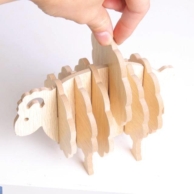 6pcs/set Sheep Wooden Cup Mat - Nordic Side -