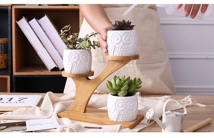 Set of Ceramic Owl Pots - Nordic Side -