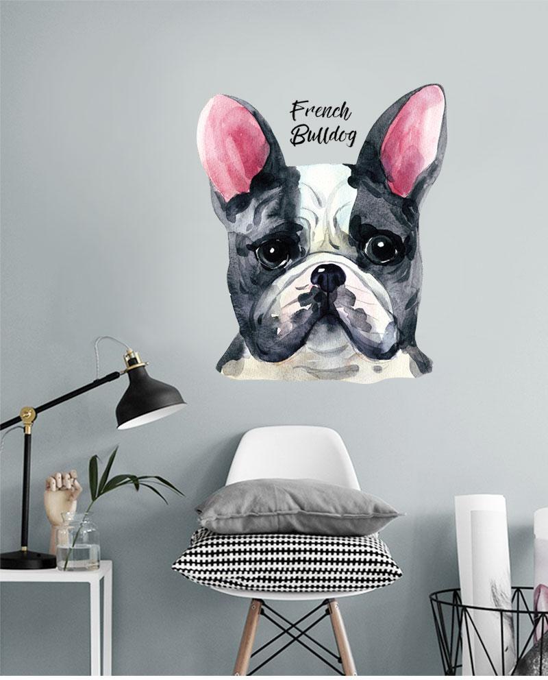 Watercolour Bulldog Wall Sticker - Nordic Side -