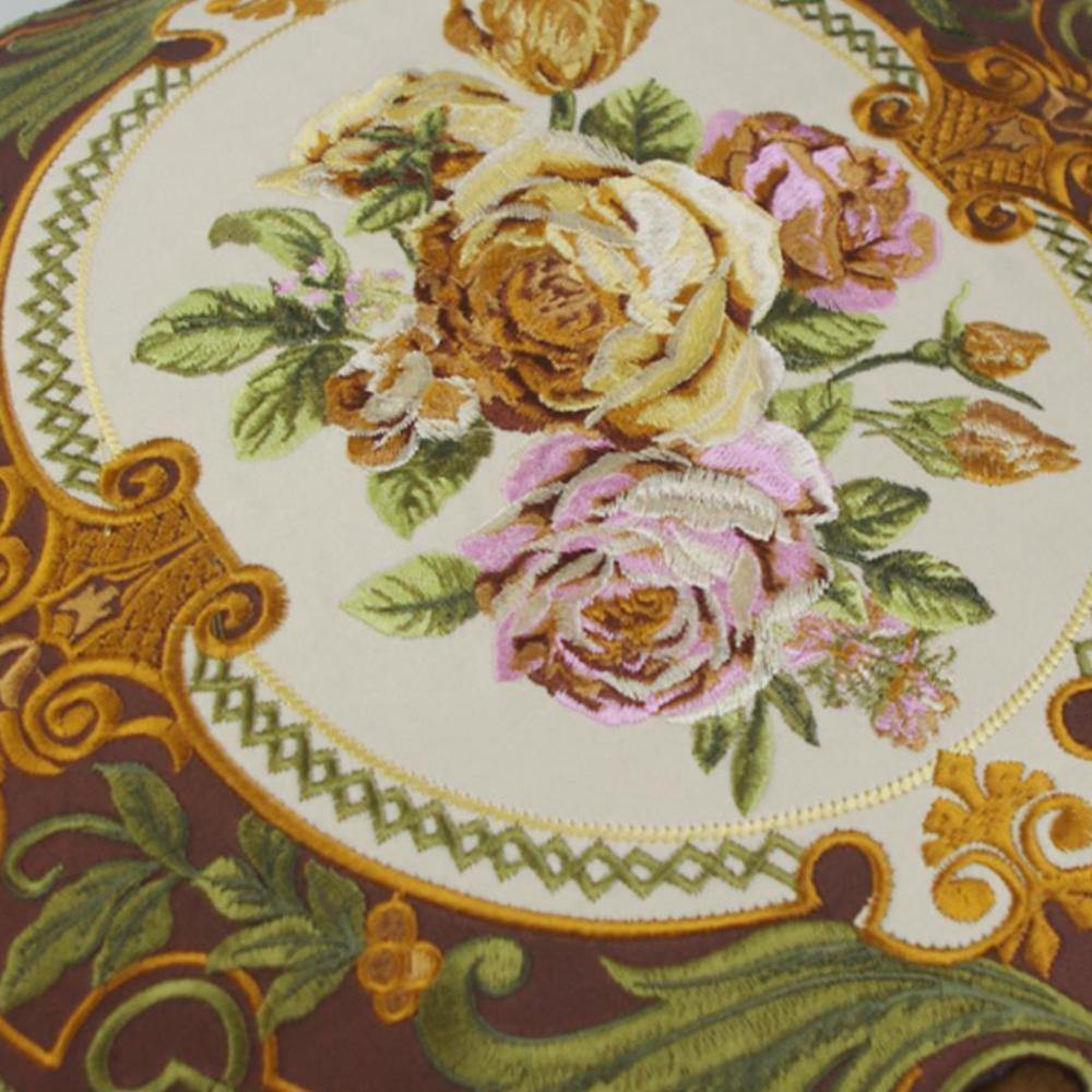 Brown Velvet Rose Embroidery Cushion Cover - Nordic Side -