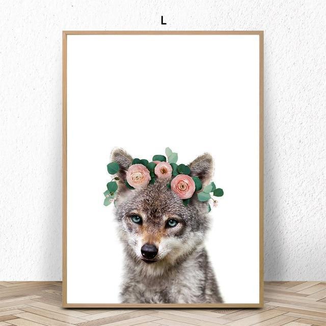 Baby Animals With Floral Hat - Nordic Side -