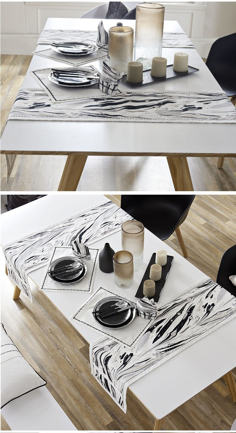 Cotton Grey Paint Table Runner - Nordic Side -