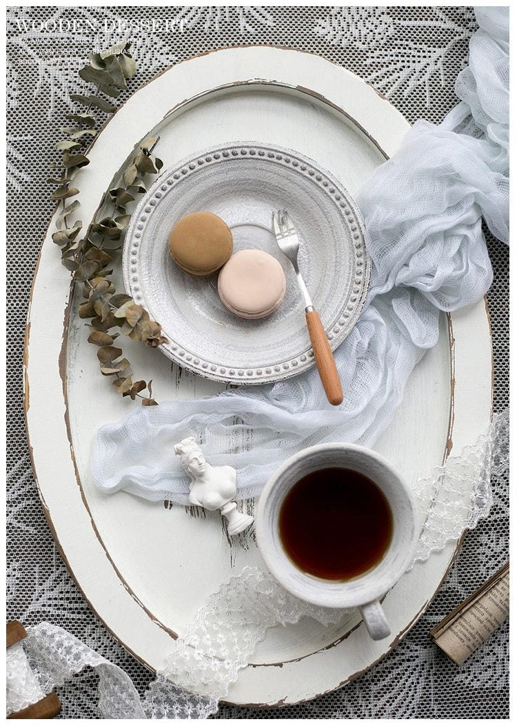 Retro Wood Round Tray - Nordic Side -