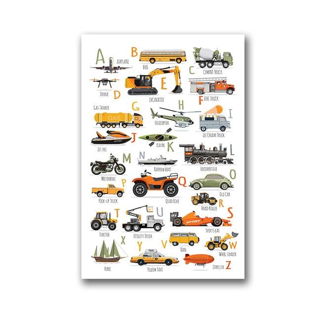 Abstract Cars Alphabet Canvas Print