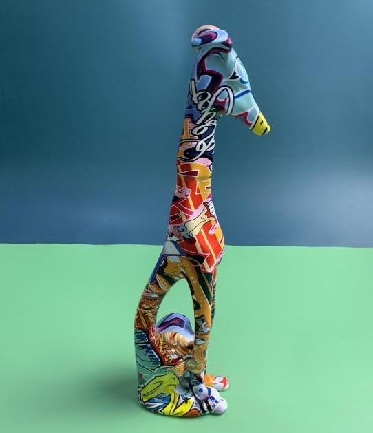 Painted Graffiti Doberman Dog Artisan Decor