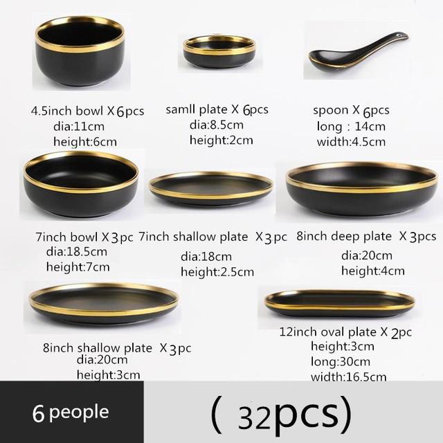 Black Elegant Black Ceramic Tableware Set