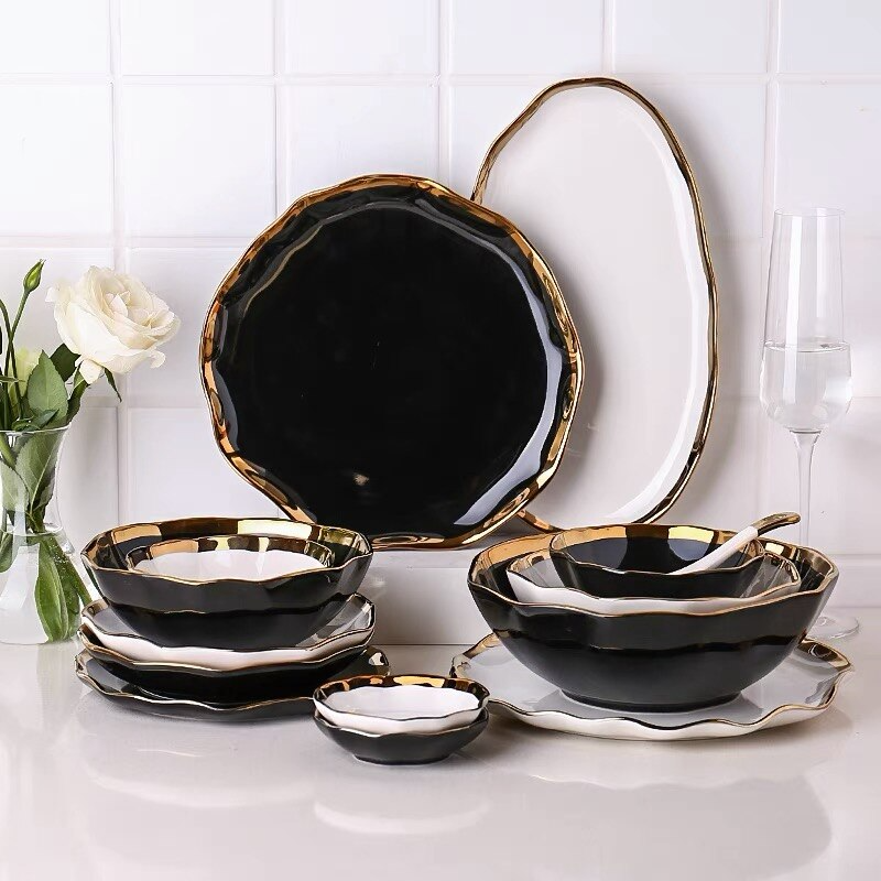 Nora Black White Dinnerware Set