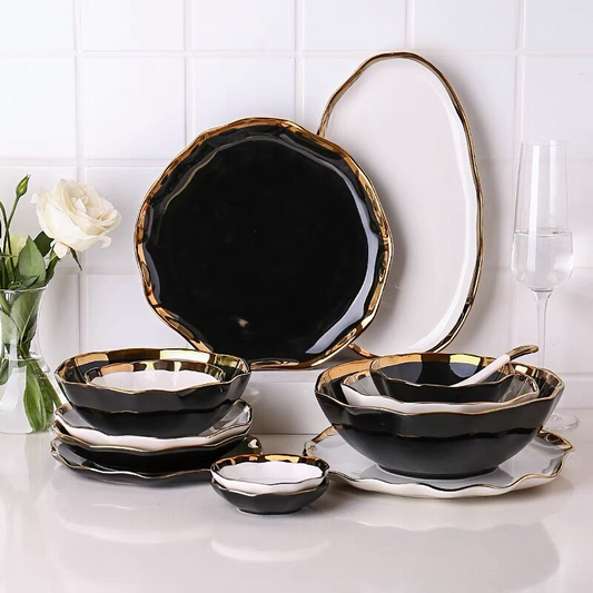 Nora Black White Dinnerware Set