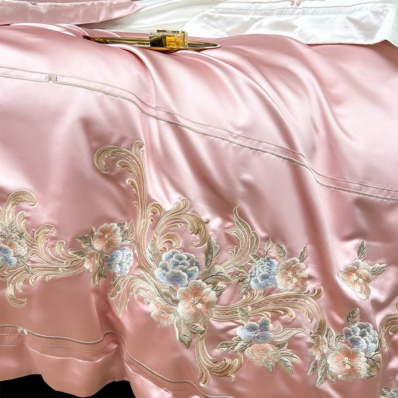 Esana Pink Embroidery Egyptian Cotton Bedding Set