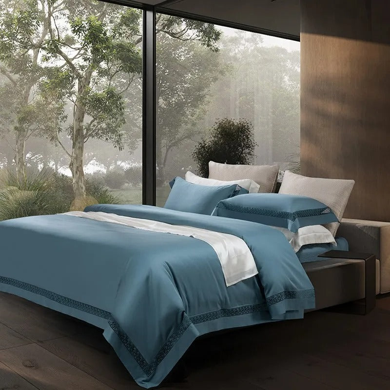 Elysium Blue Egyptian Cotton Bedding Set