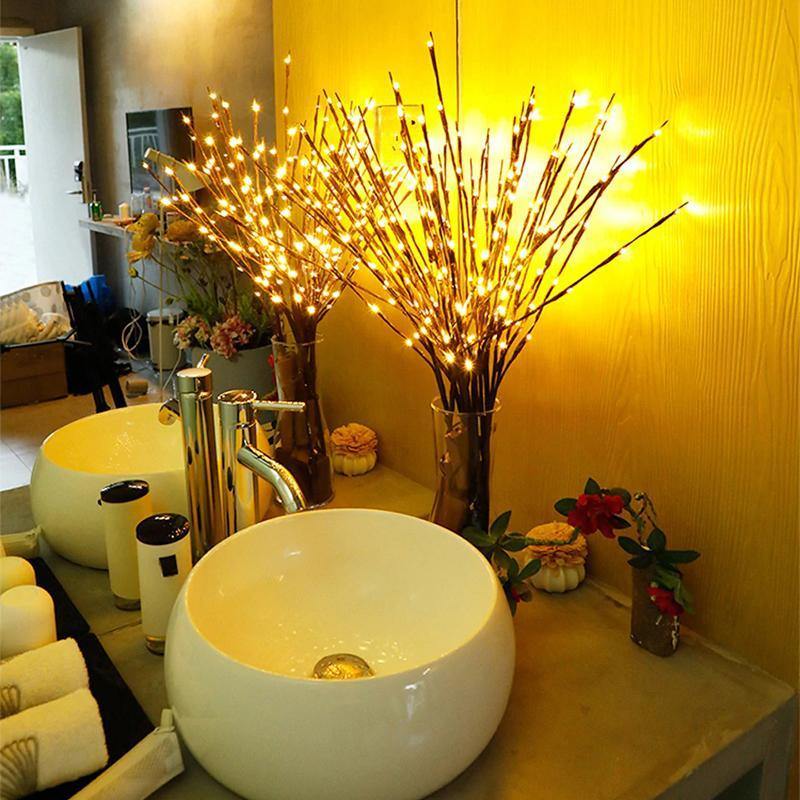 HomeQuill‚Ñ¢ Rustic Willow Tree Branch Lights - Nordic Side - 