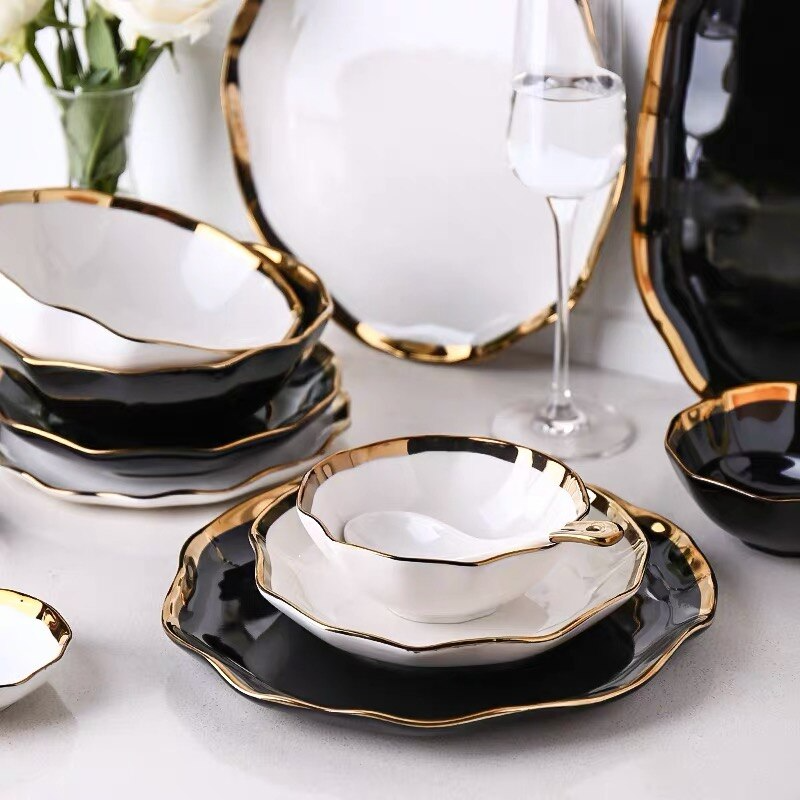 Nora Black White Dinnerware Set