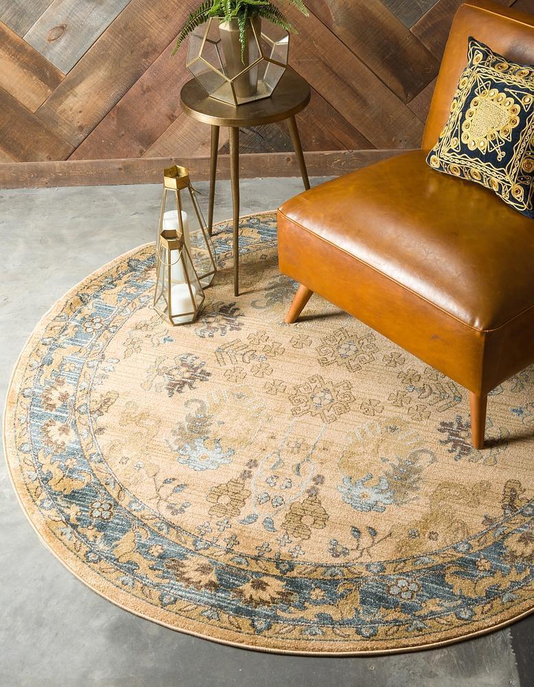 Lathan - Blue Border Gold Rug - Nordic Side - feed-cl0-over-80-dollars, unique-loom, us-only, us-ship
