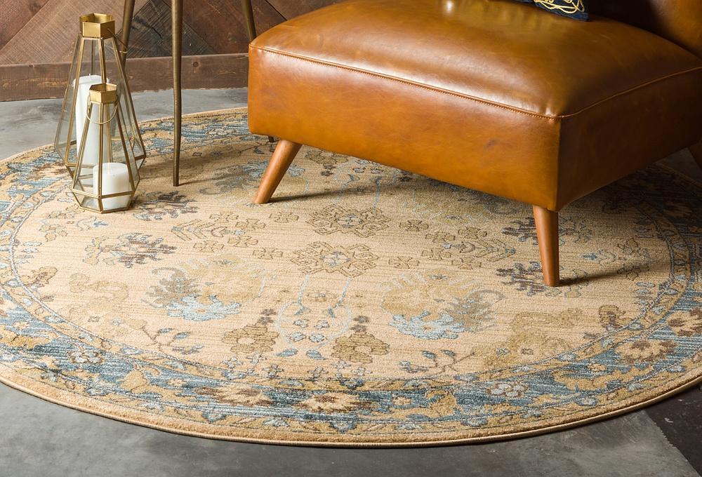 Lathan - Blue Border Gold Rug - Nordic Side - feed-cl0-over-80-dollars, unique-loom, us-only, us-ship