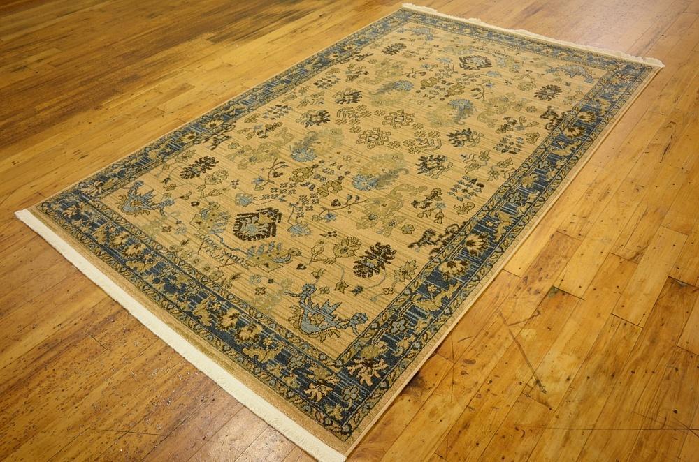 Lathan - Blue Border Gold Rug - Nordic Side - feed-cl0-over-80-dollars, unique-loom, us-only, us-ship