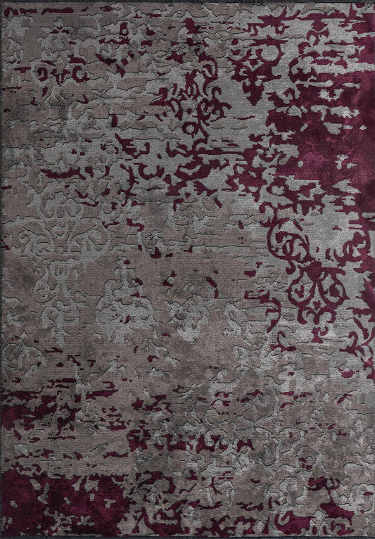 Valencia Dark Damson - Light Grey Rug