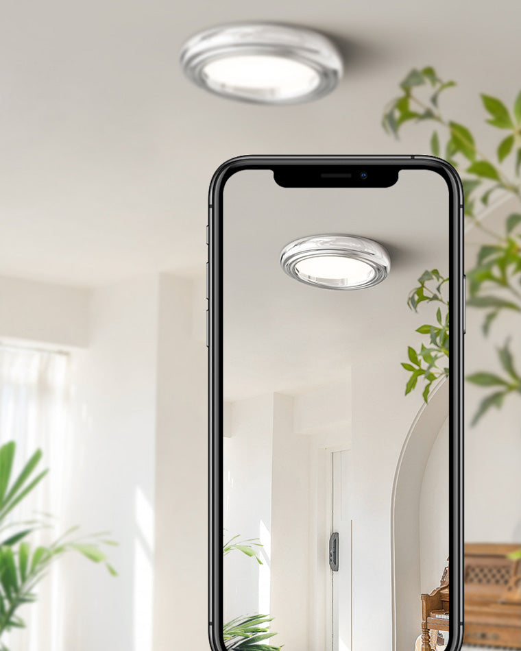 WOMO Dimmable Round Flat Chrome Ceiling Light-WM1064