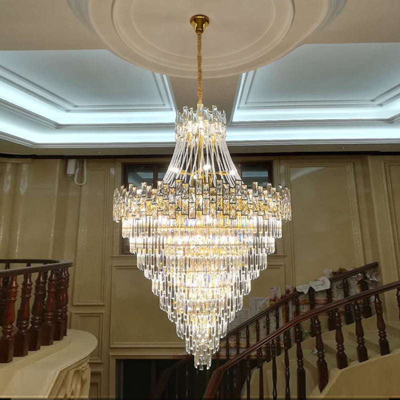 WOMO Gold Tiered Crystal Chandelier-WM2380