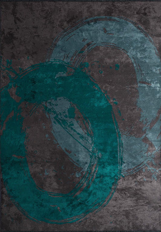 Madrid Dark Turquoise - Charcoal Rug