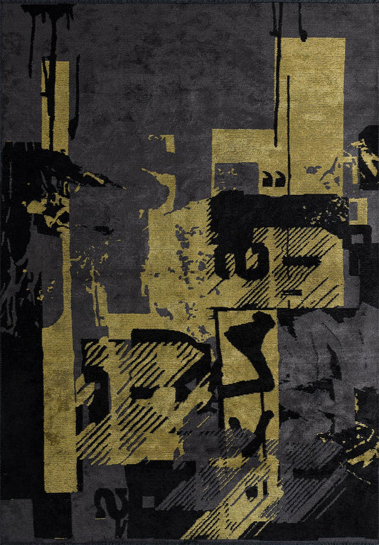 Bilbao Black - Yellow Rug