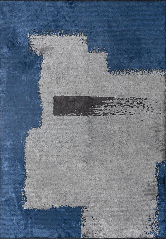 Malaga Navy Blue - Light Grey Rug