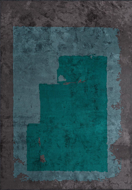 Hannover Charcoal - Petrol Rug