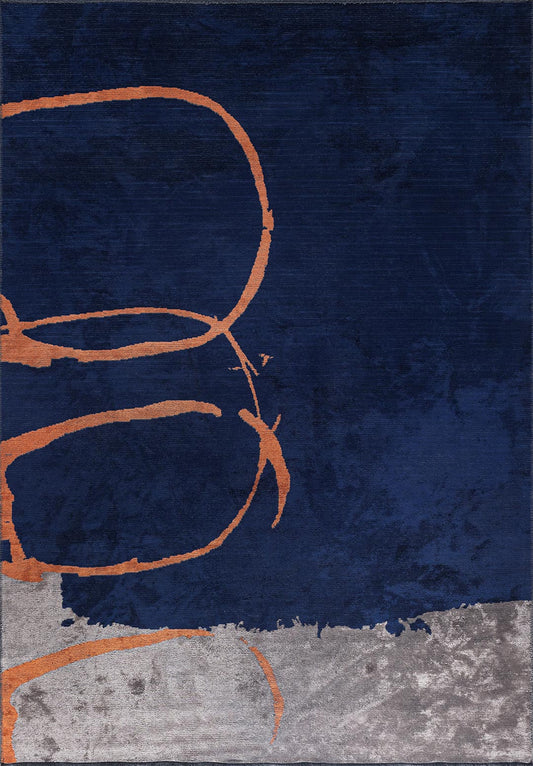 Munich Dark Navy - Dark Grey Rug