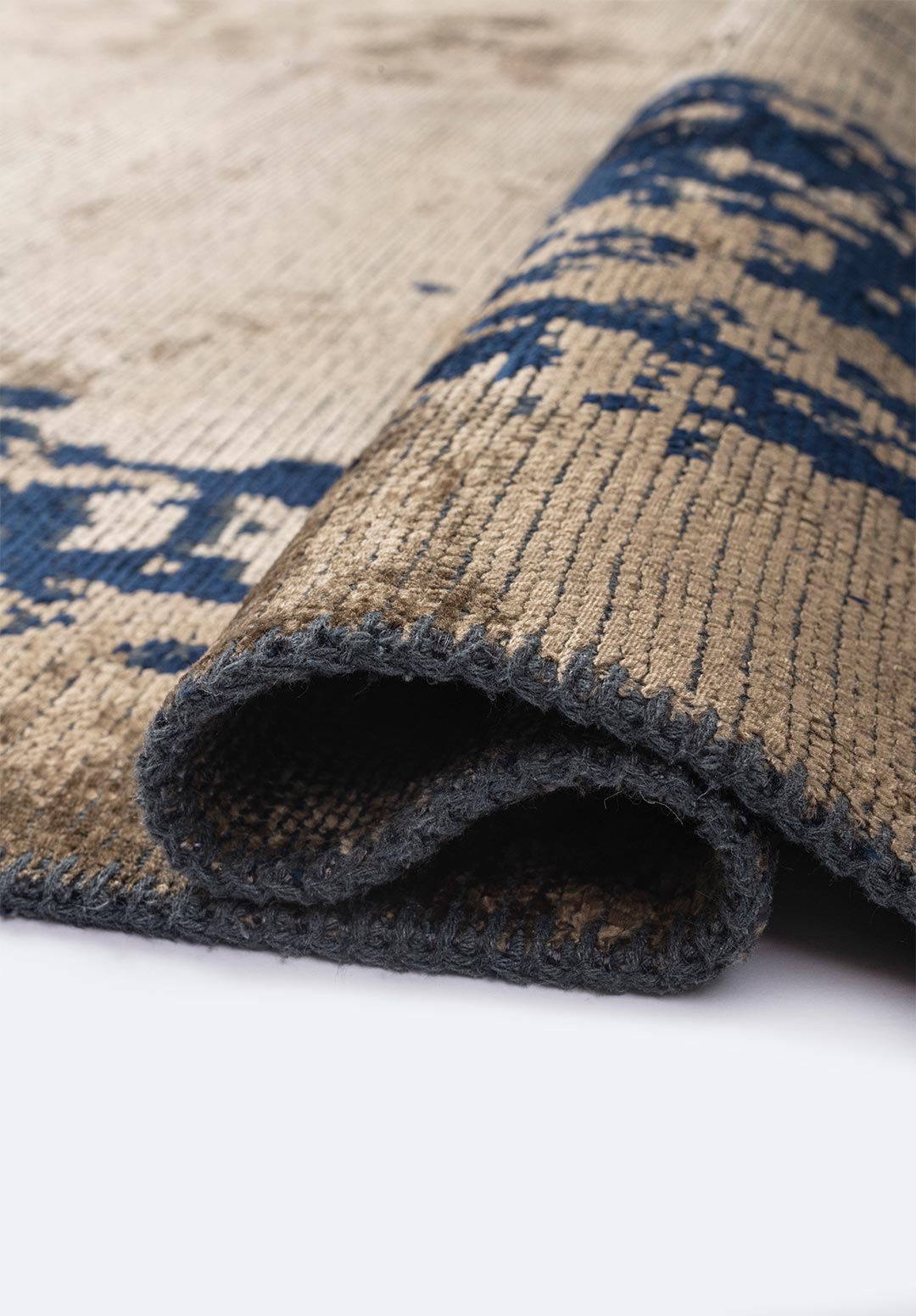 Stockholm Dark Navy - Dark Beige Rug