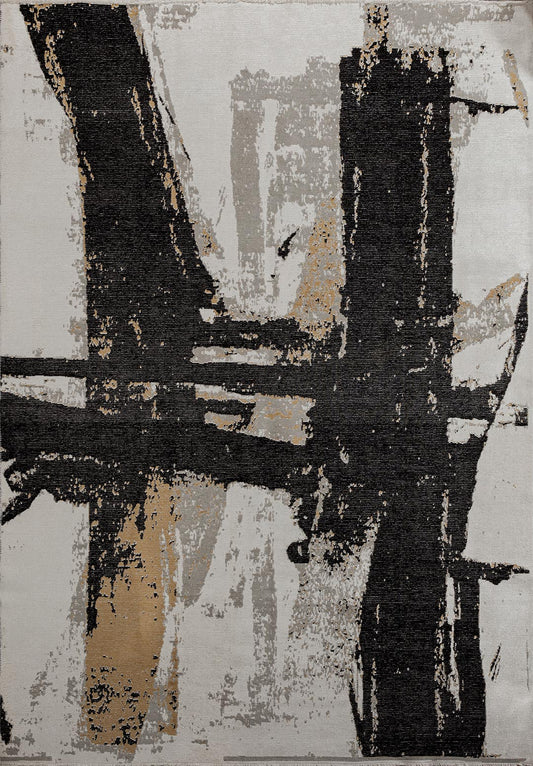 Cannes Black - Light Brown Rug